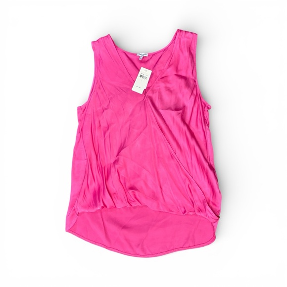 NWT Splendid Pink Satin Sleeveless Draped Wrap Top Size L - Picture 3 of 8